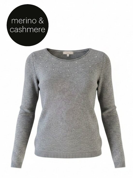Hekla & Co. Sweaters - HEKLA & CO. Grey Merino Cashmere Knit Sweater Minimalist m/l